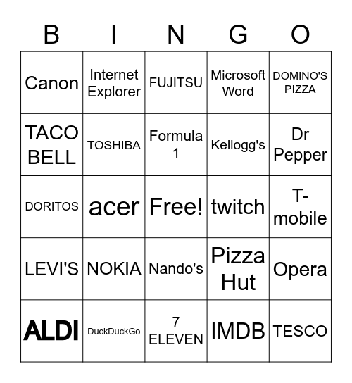 Logos Bingo Card