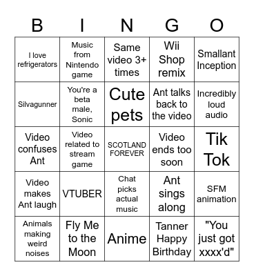 SmallAnt Mediashare Bingo Card