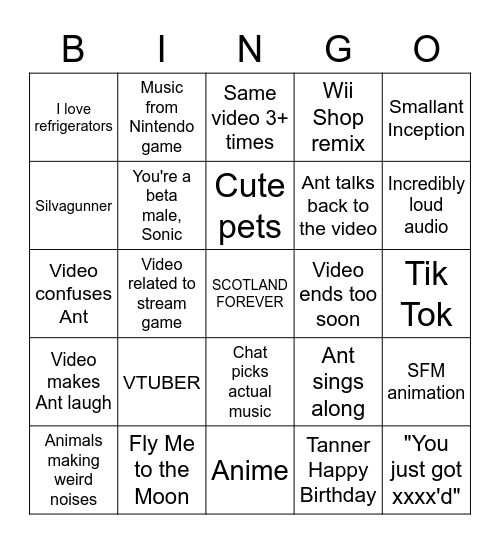 SmallAnt Mediashare Bingo Card