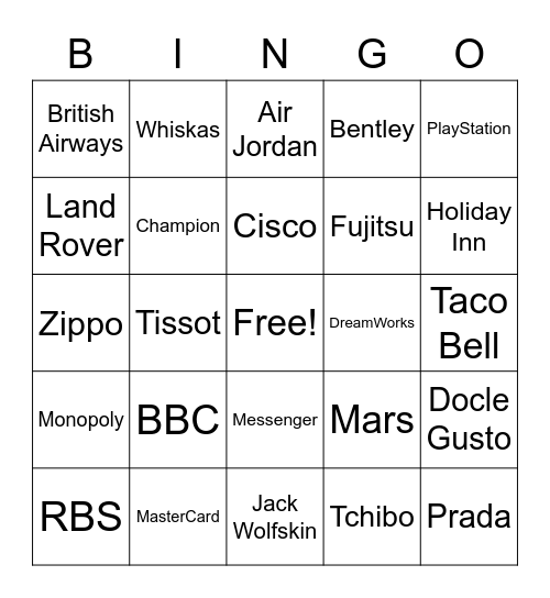 Logos Bingo Card