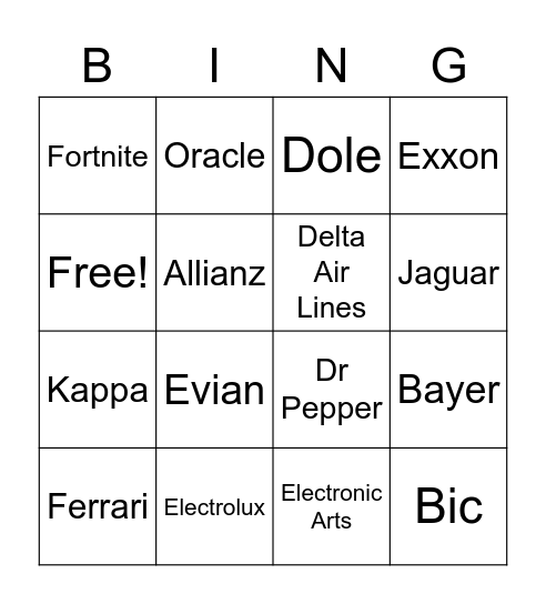 Logos Bingo Card