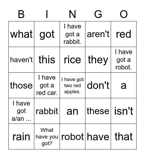 Starter B RRR Bingo Card