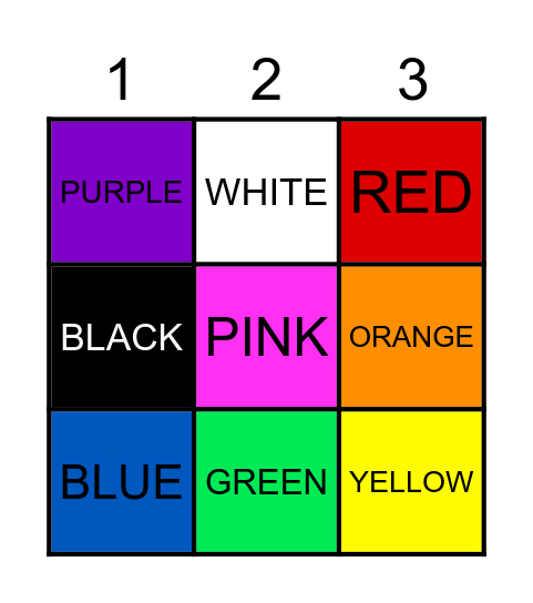 Color Bingo Card