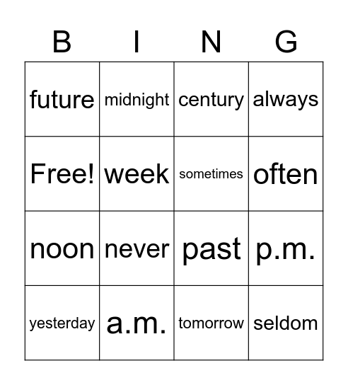 TIME Bingo Card