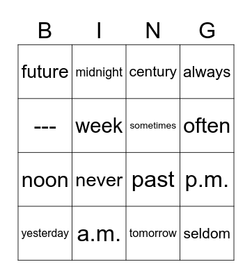 TIME Bingo Card