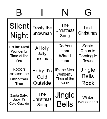 Christmas Music Bingo Card