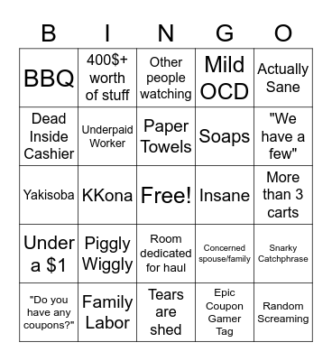Coupon Bingo Card