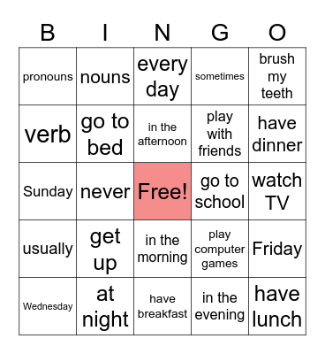 PRM 2 Unit 5 Day by Day Bingo Card