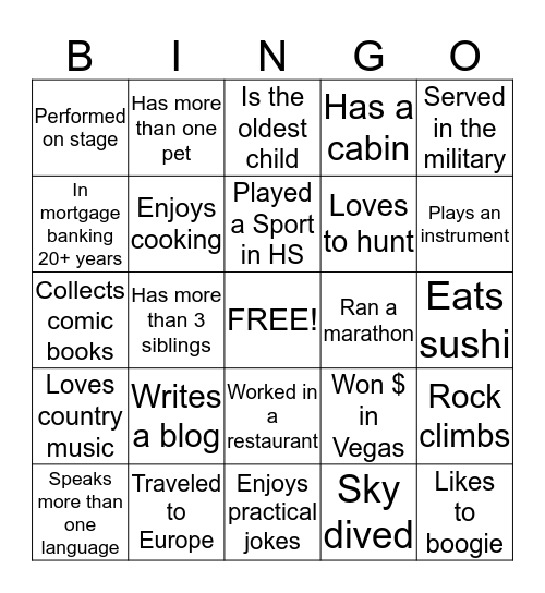 QIS BINGO Card