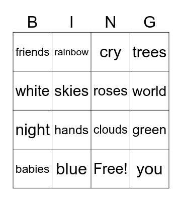 wonderful worlds Bingo Card