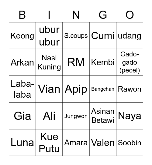 BINGO W/ FELLY Bingo Card