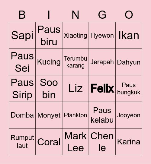 Liz Bingo 💕 Bingo Card