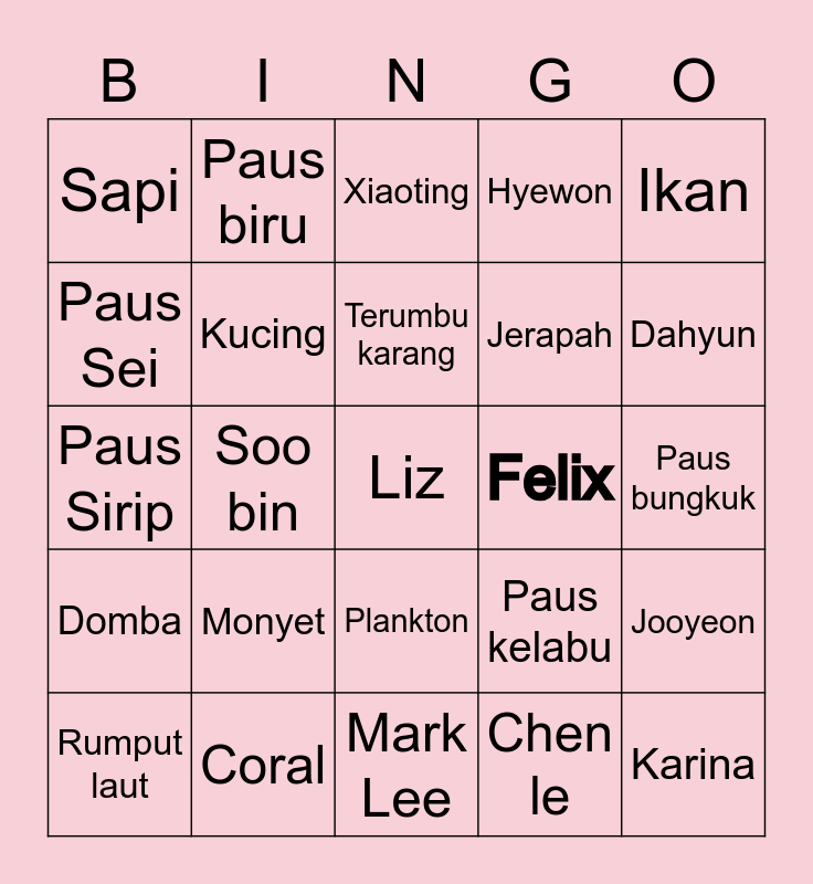 Liz Bingo 💕 Bingo Card