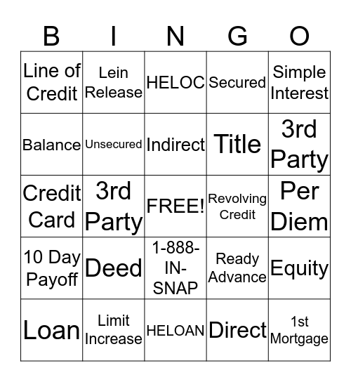 Borrowing Smarter Bingo Card