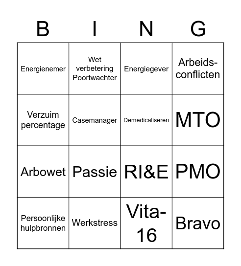 Vitaliteitsbingo Card