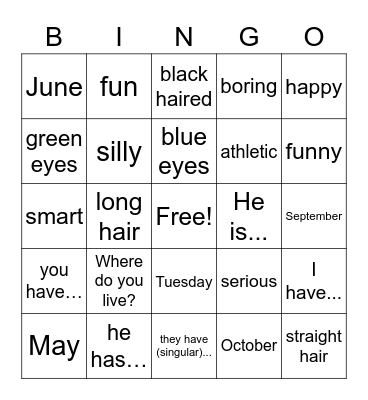 Quien soy yo? Bingo Card