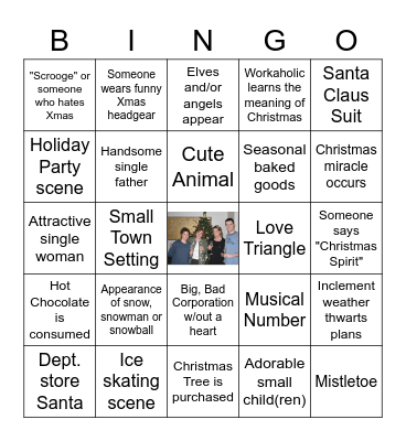 Hallmark Holiday Movie Bingo Card