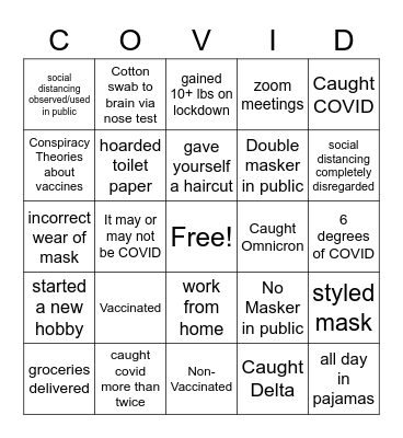 COVID BINGO CARD Bingo Card