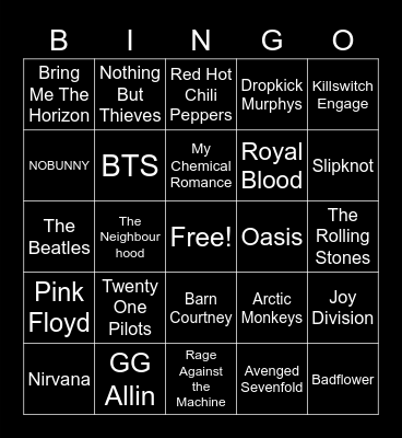 JOHN BYUN's MUSIC Bingo Card