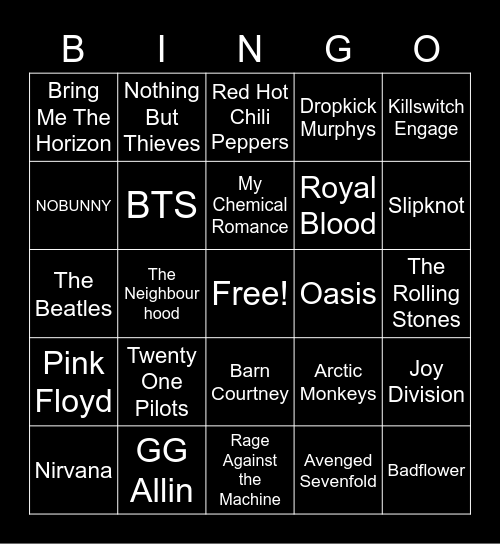 JOHN BYUN's MUSIC Bingo Card