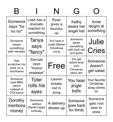 TVC Christmas Bingo 2021 Bingo Card