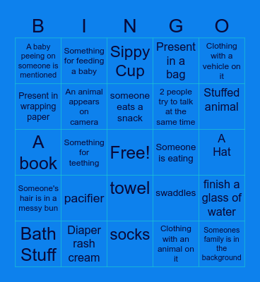 Amy's Baby Shower Bingo Card