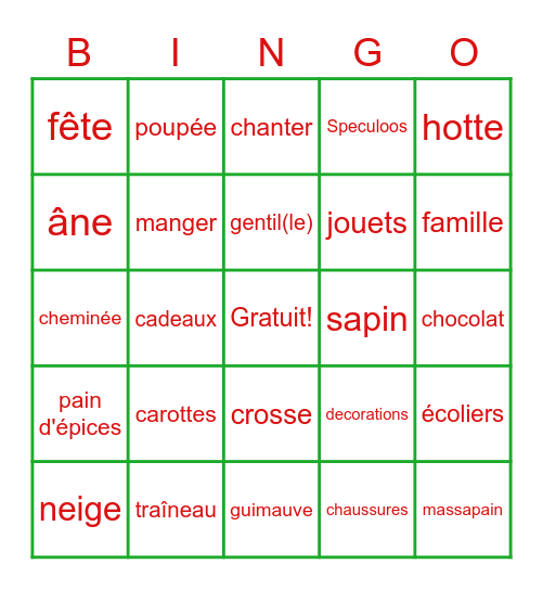 St. Nicolas Bingo Card