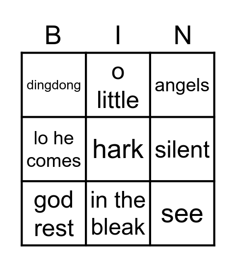 Carols Bingo Card