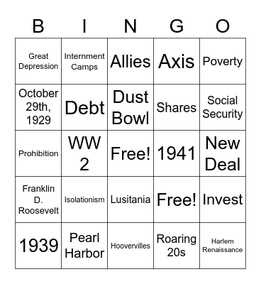 SS Bingo Card