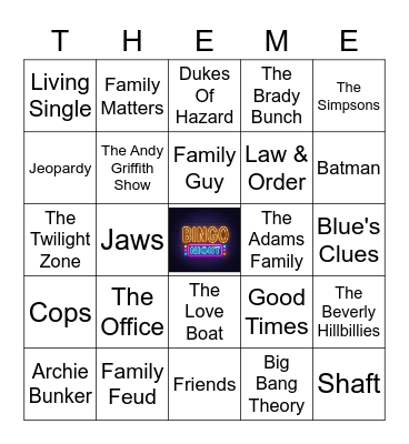 TV Theme Songs Bingo Card