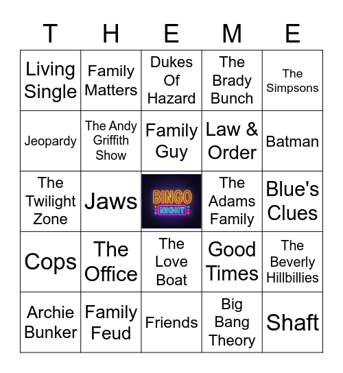 TV Theme Songs Bingo Card