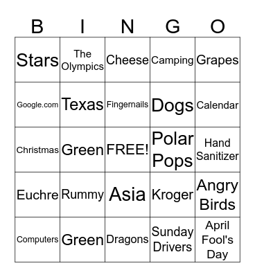 Dowell's Bingo Card