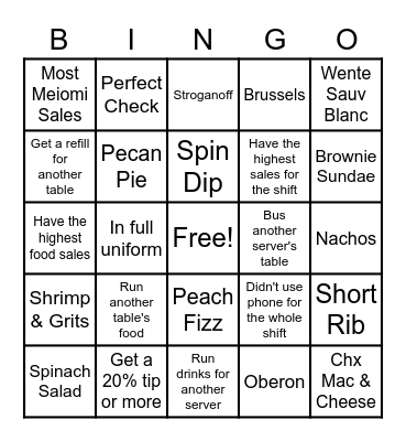 Server Bingo Card