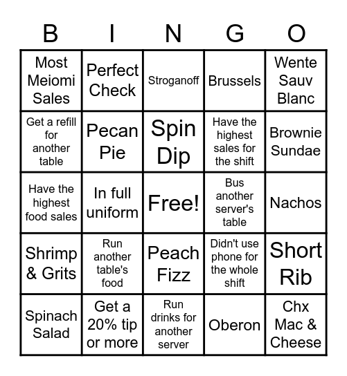 Server Bingo Card