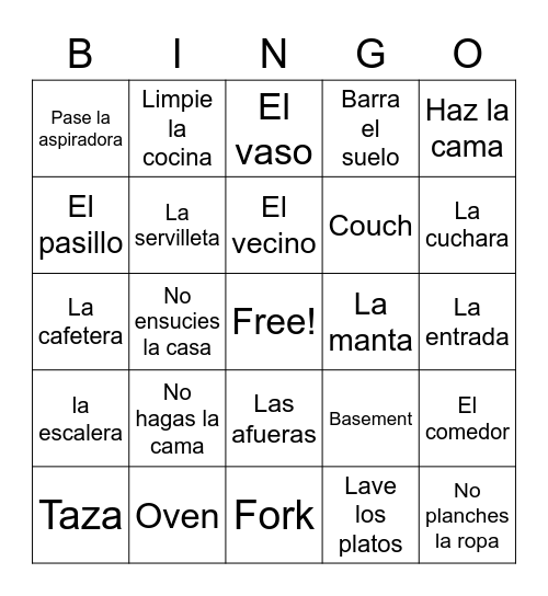 La Vivienda Bingo Card