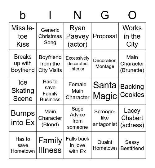 Hallmark Christmas Bingo Card