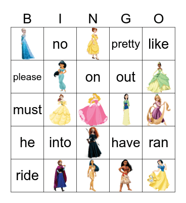 Disney Princess Bingo Card