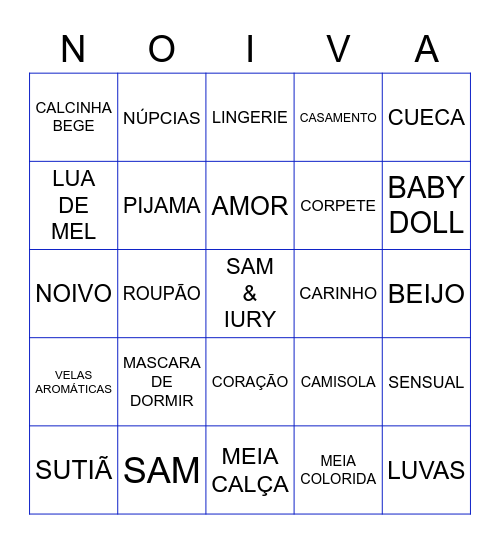 CHÁ DE LINGERIE DA SAM Bingo Card