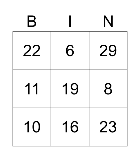 Numbers 1-50 for kids Bingo Card