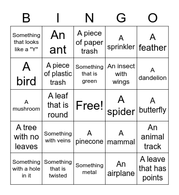 Earth Science Scavenger Hunt Bingo Card