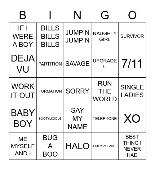 QUEEN B Bingo Card