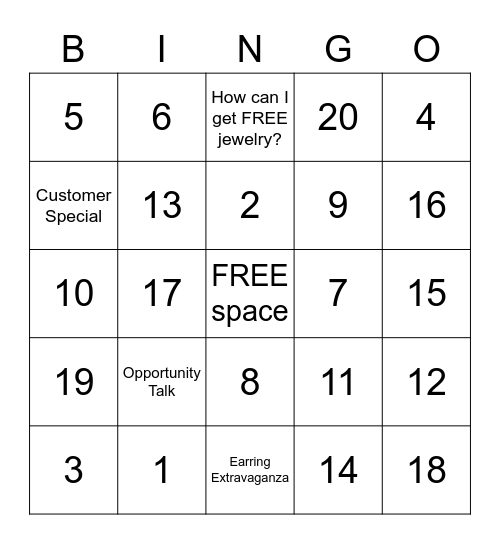 BLINGO Bingo!! Bingo Card