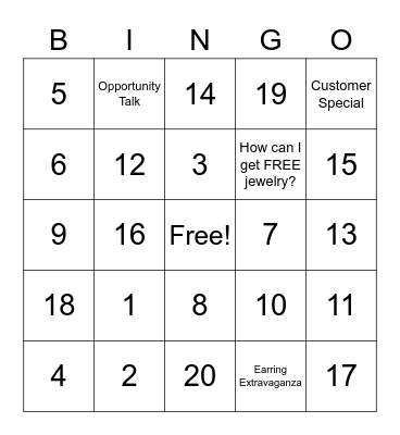 BLINGO Bingo Card