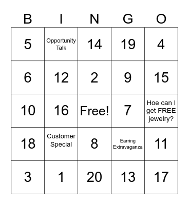 BLINGO Bingo Card