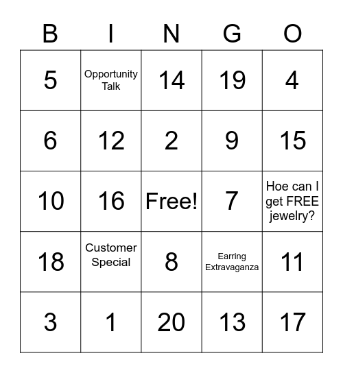 BLINGO Bingo Card