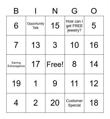 BLINGO Bingo Card