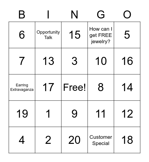 BLINGO Bingo Card