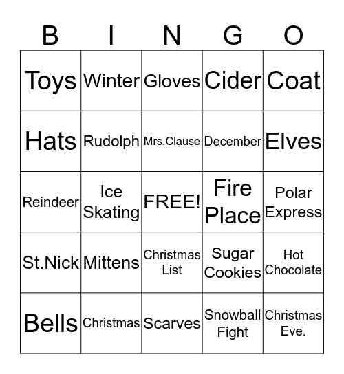 Christmas Bingo Card