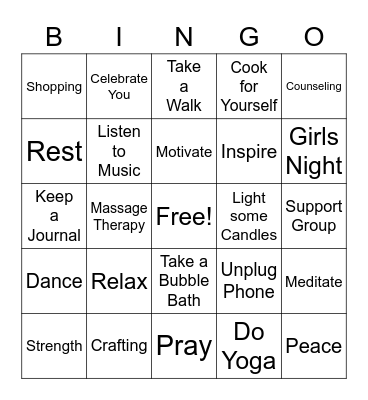 Sister to Sister Bingo Card