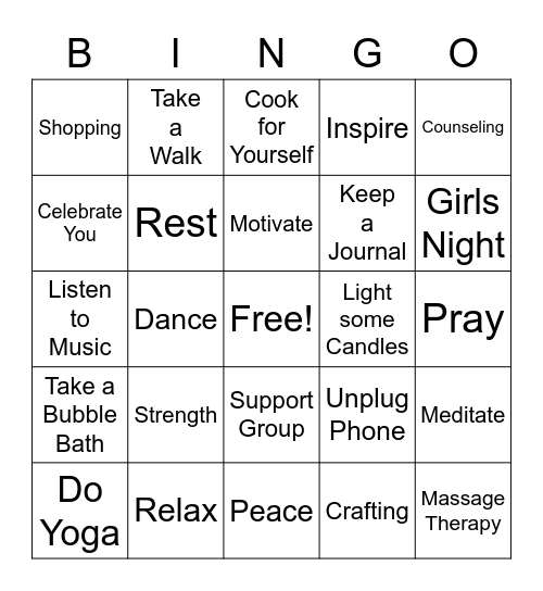 Sister to Sister Bingo Card